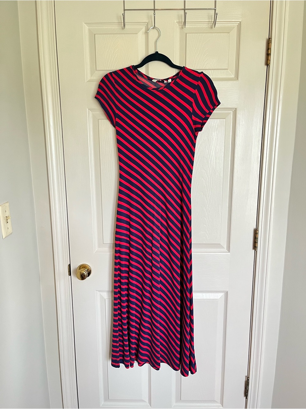 Vineyard Vines Navy and Red Diagonal Stripe Maxi Dress